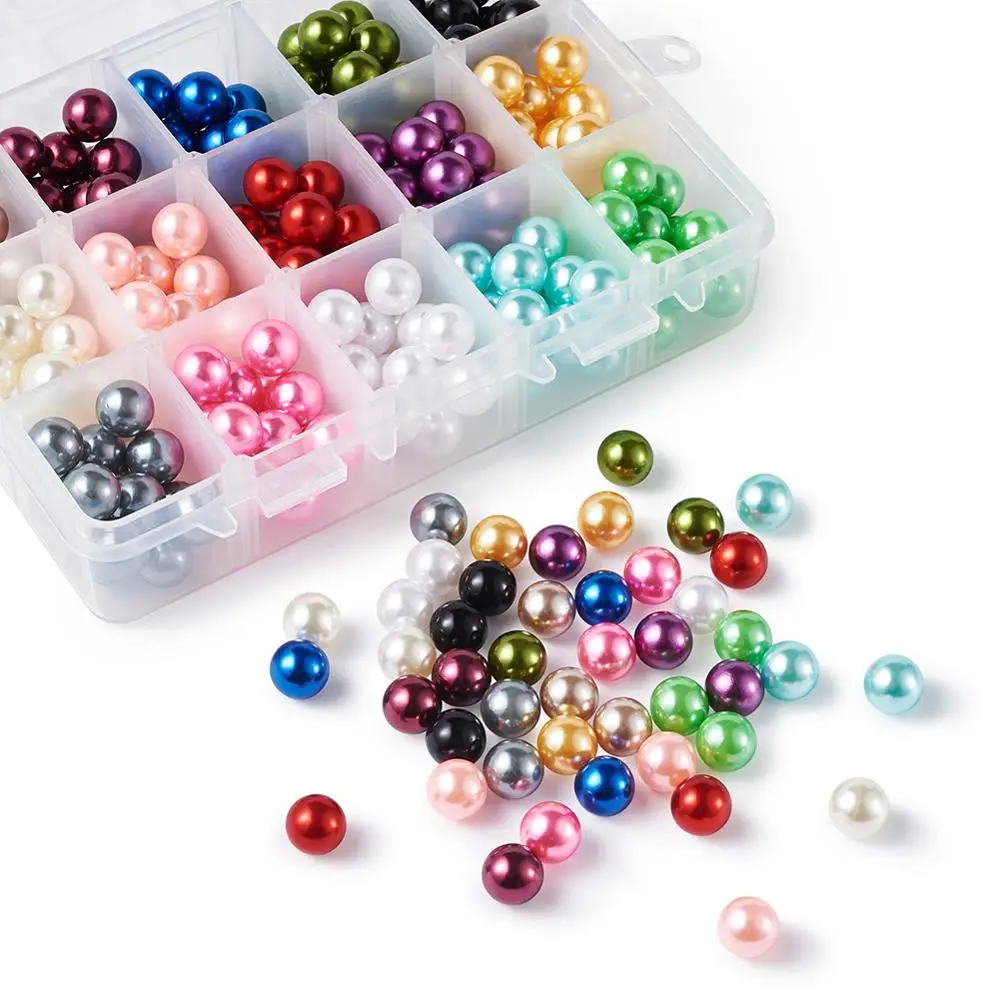 

1box 15 Colors Plastic Imitation Pearl Beads Undrilled Round 10mm Decoration Making Handmade Jewelry DIY Beads