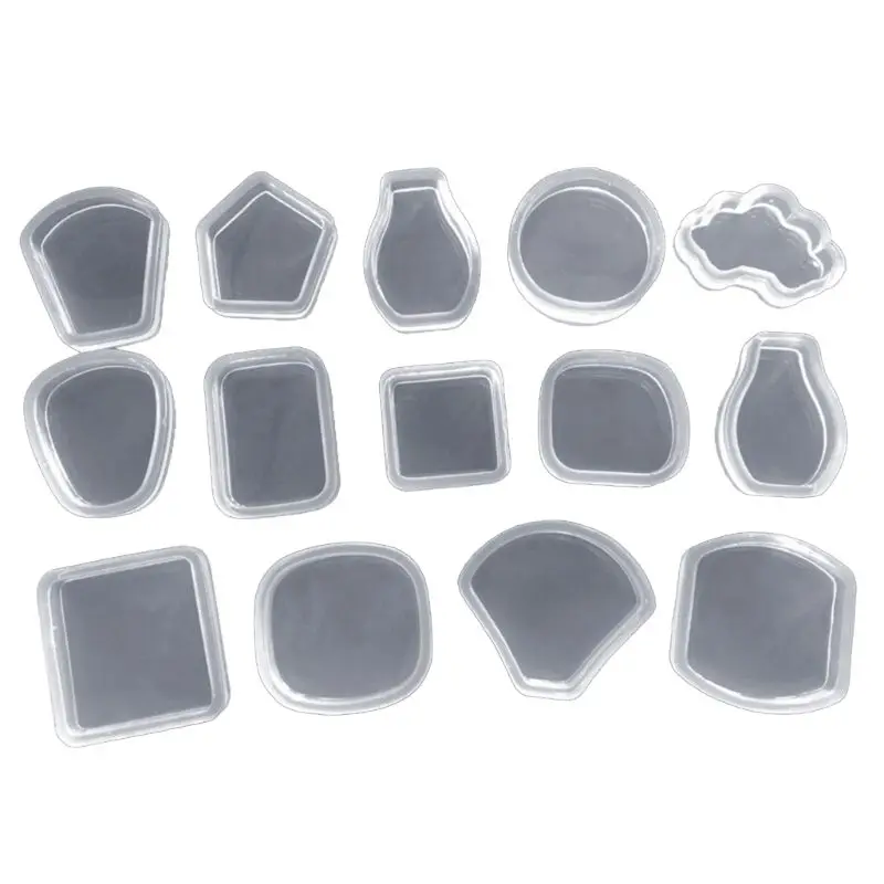 

14 Pcs/set Mirror Crystal Epoxy DIY Geometric Triangle Square Jewelry Decorative Handmade Pendant Silicone Mold