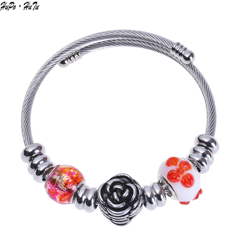 Браслет из нержавеющей стали для самостоятельной сборки стеклянный розовый