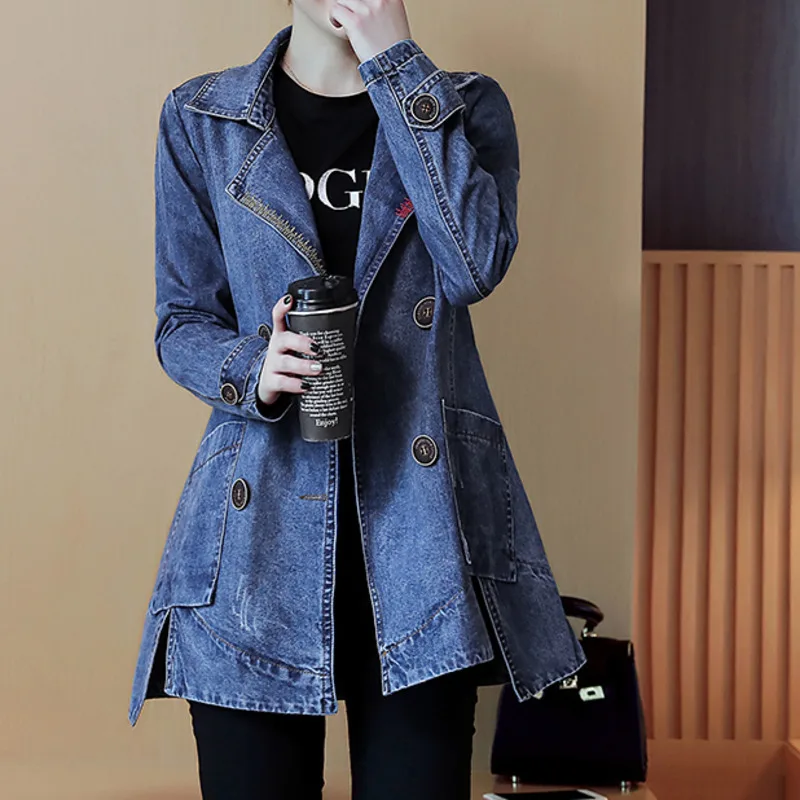 

2022 Vintage New 1 Denim Jacket Woman Clothes Autumn Jeans Coat Female Loose Long Coats Casual Jackets Women Tops DD058