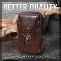 real leather men casual design small waist bag cowhide fashion hook bum bag 5 5 phone pouch waist belt pack cigarette case
