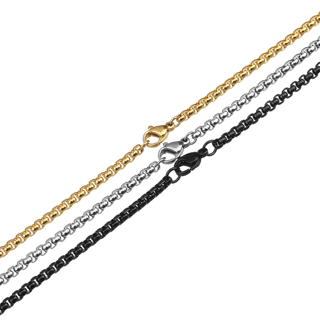 

1pcs/lot Gold Silver Black Color Stainless Steel Metal Link Chains Necklace with Lobster Clasps for Pendant DIY Jewelry