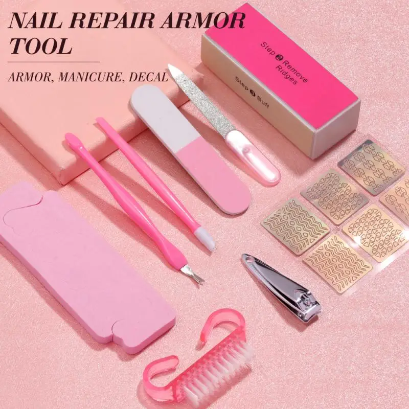 

LULAA Basic Nail Tools Nail Clippers Manicure Polishing Rubbing Strip Novice Clippers Nail Art Sticker Nail Art Tool Set