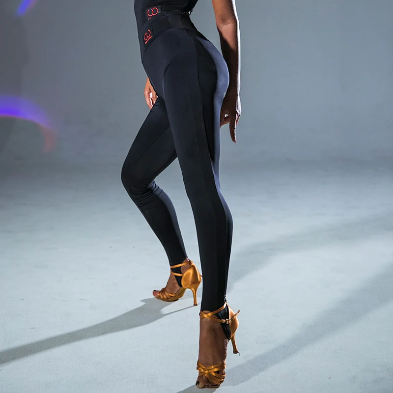 Брюки для латинских танцев черные узкие брюки сальса бальных Одежда тренировок