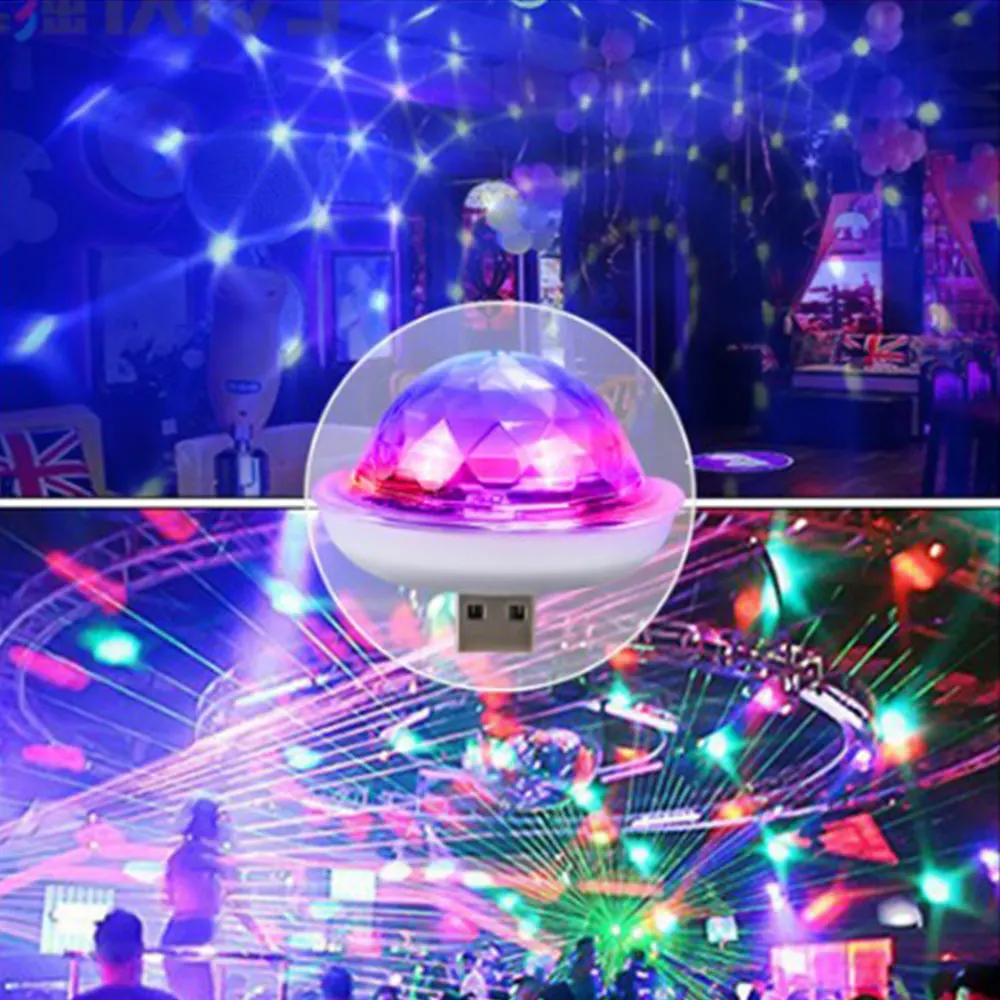 

DJ car acoustic control crystal mini stage light usb mobile phone magic ball car led atmosphere light