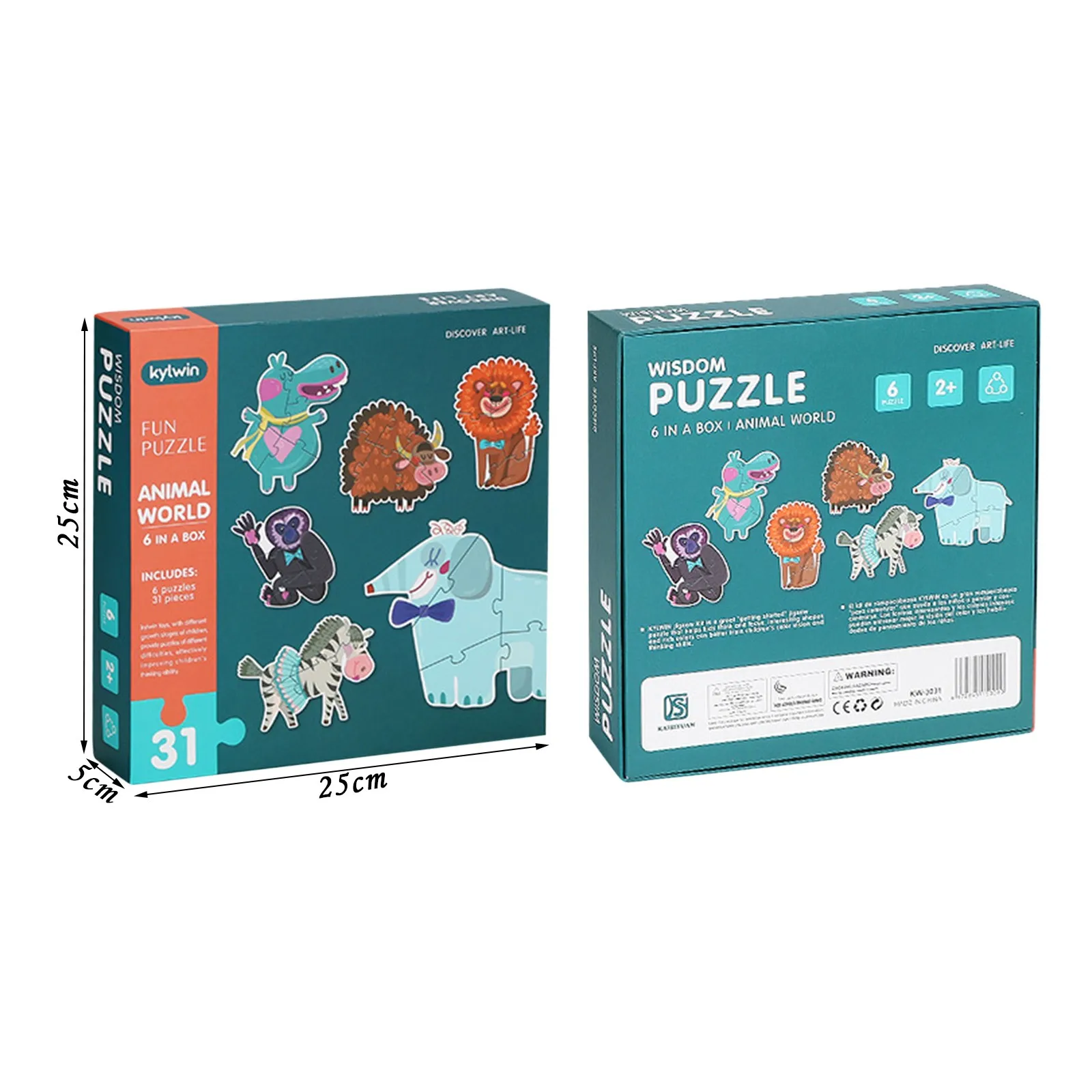 

Puzzles Toy 31pcs Thick Paper Animal Puzzle Early Education Enlightenment Cartoon Puzzle Kid Educational Toy