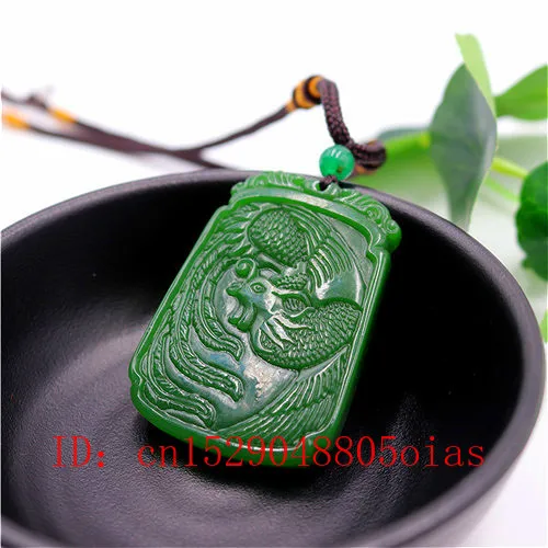 Натуральный китайский зеленый нефрит Феникс кулон ожерелье Модные Аксессуары