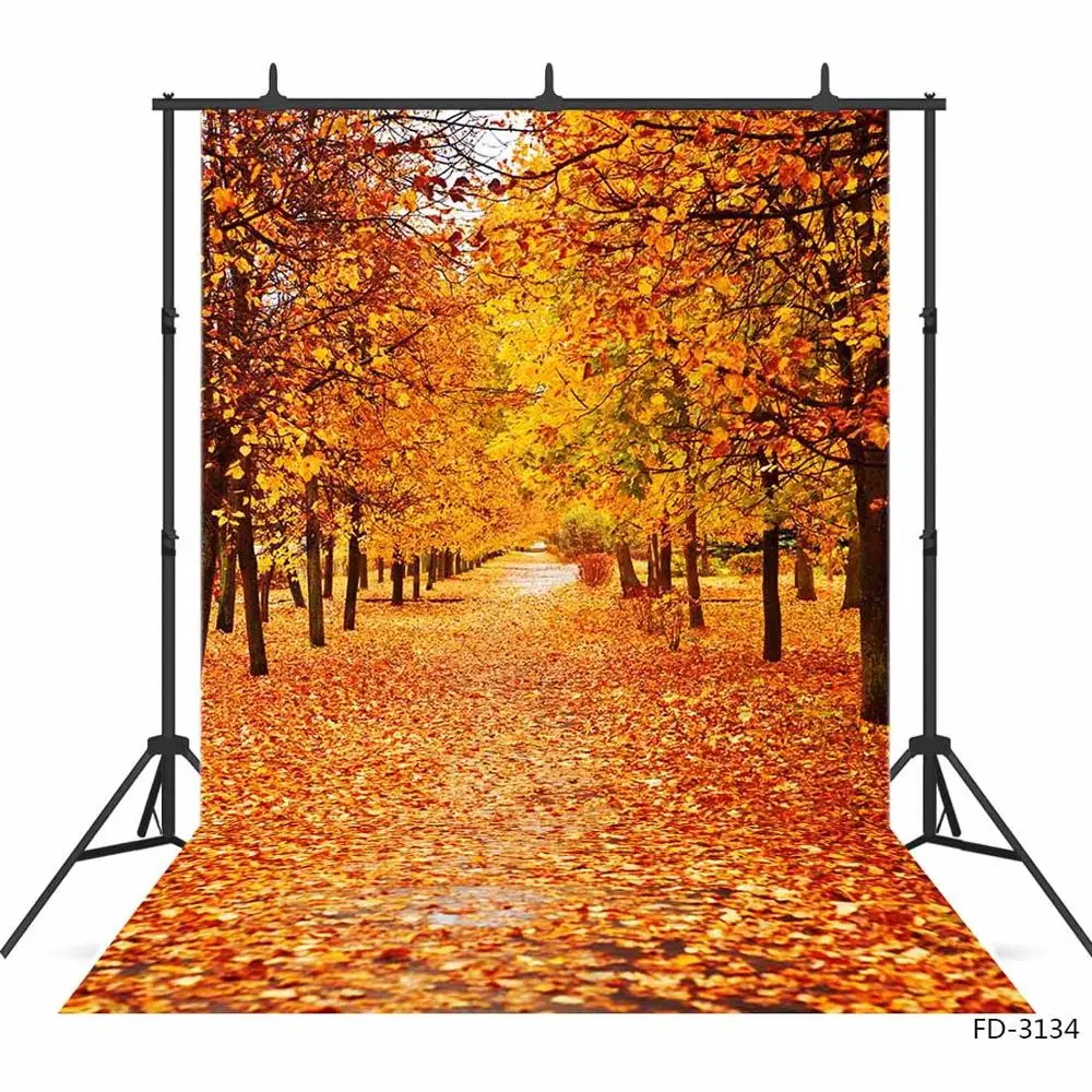Осенние фоны для фотосъемки с желтыми опавшимися листьями фотостудии Детские