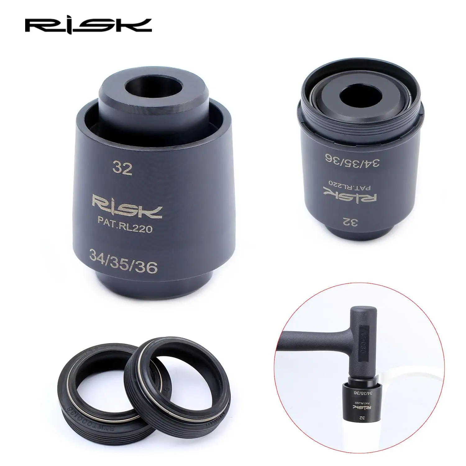 

RISK 4 In 1 Mountain Bicycle Front Fork Dust Seal Tool MTB Bike Suspension Front Fork Oil Seal Tool For Inner Tube 32/34/35/36mm