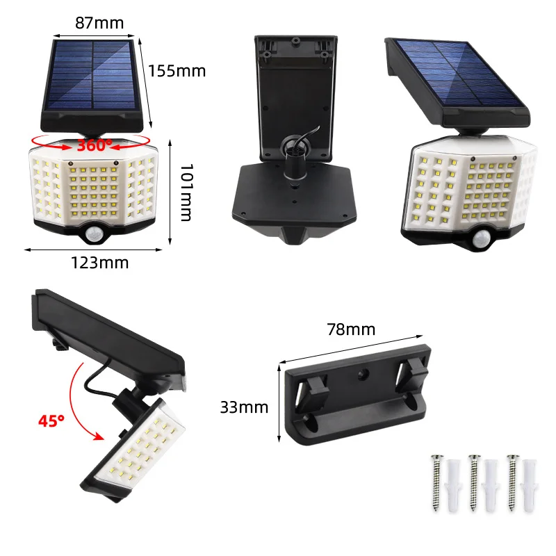 

LED Solar Light Outdoor 3 Modes PIR Motion Sensor IP65 Waterproof With Remote Control For Garden Street Lamp Emergency Security