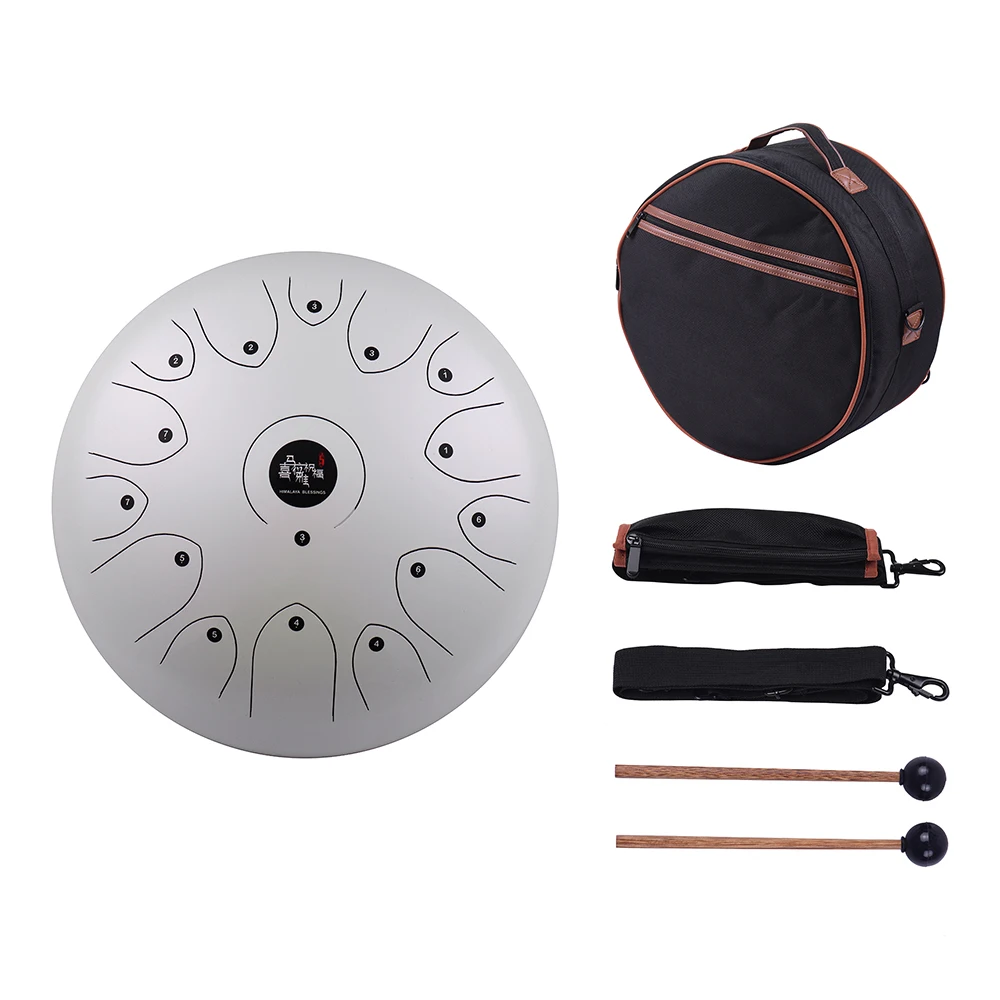 Professional 14 Inch 15-Tone Steel Tongue Drum Hand Pan C Key Percussion Instrument with Mallets Carry Bag | Спорт и развлечения