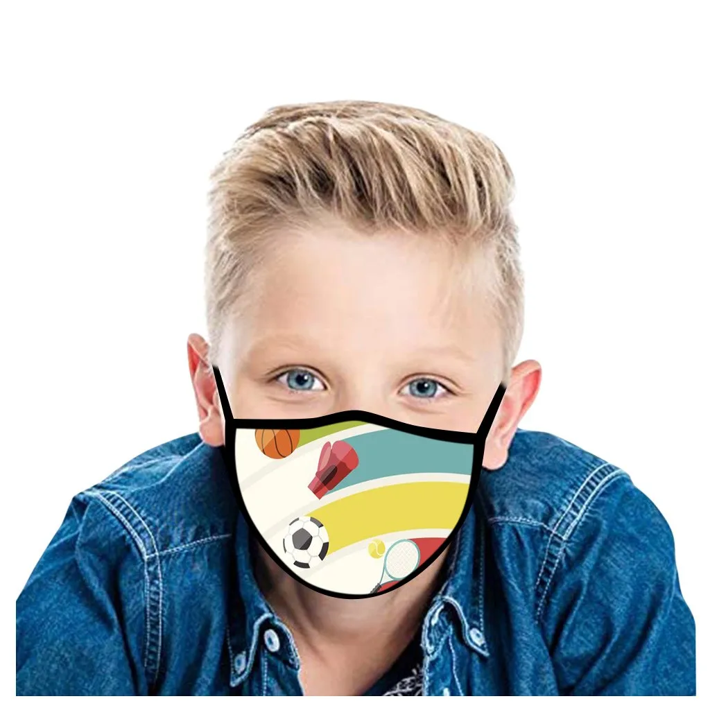 Boys Preference Printed Mask Football Basketball Rugby Baseball Breathable Washable Outdoor Masks Face Protctor Children's | Дом и сад