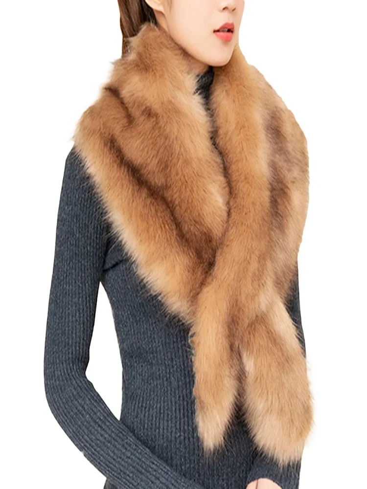 

Womens Winter Faux Fur Scarf Long Wrap Collar Shawl Shrug Warm Soft Cozy Neck Warmer Scarf Wrap Neckerchiefs
