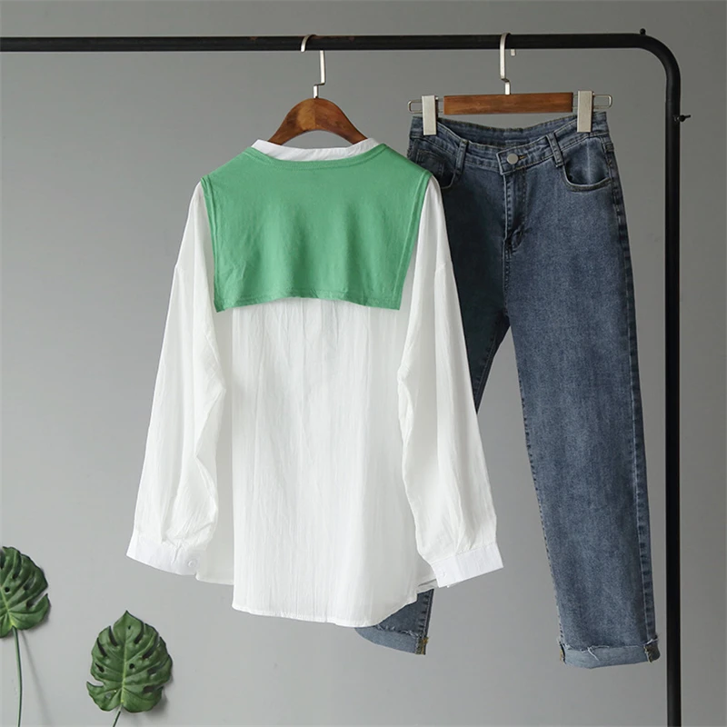 GLAUKE Женская Весенняя новая белая рубашка с шарфом для отдыха длинными рукавами