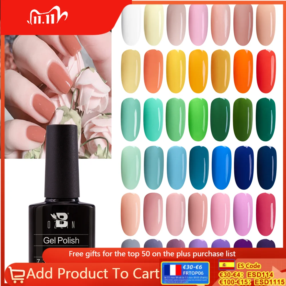 

BOZLIN 7.3ML Color Gel Nail Polish Soak Off UV/LED Gel Nail Art Design Manicure Top Base Coat Varnish Semi Permanent Lacuqer