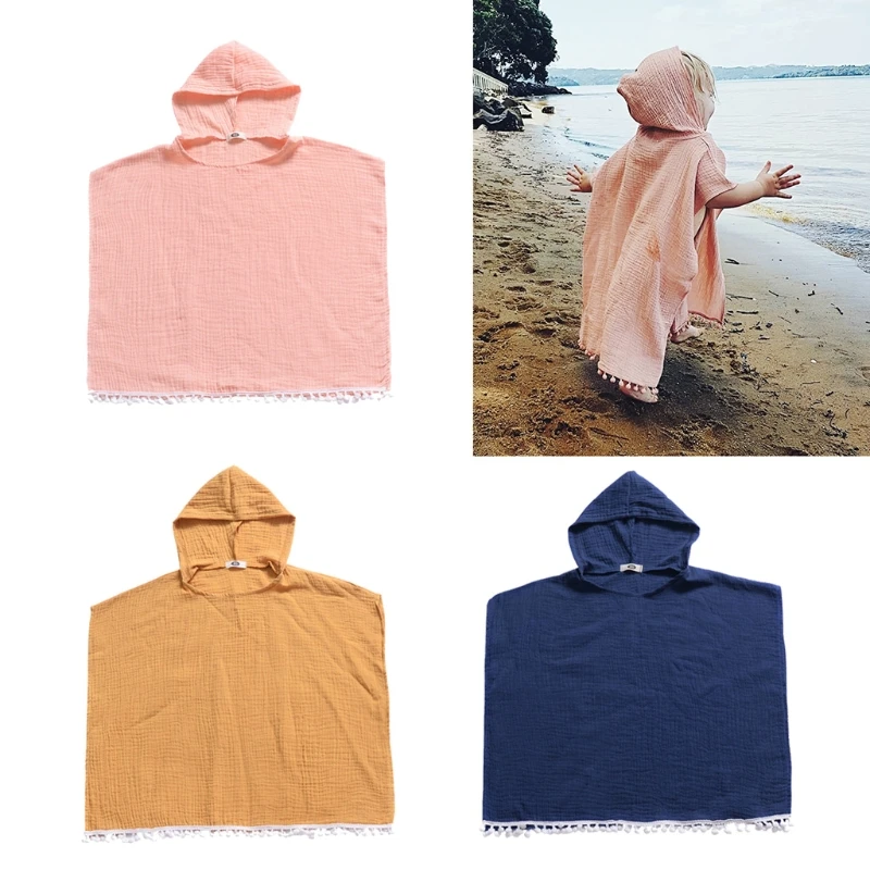 

Baby Kids Hooded Cape Sleeveless Cloak Poncho Outwear Beach Swimwear Coverup Bath Robe Towel Wrap for Boys Kids Children