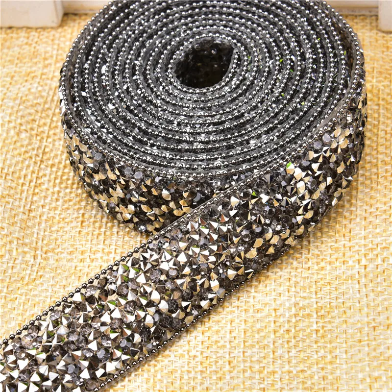 2 ярда черный бриллиант смолы исправление стразы цепи декоративные кристалл