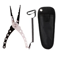 aluminum alloy fishing pliers grab hook remover braided wire cutting and split ring with lanyard sheath