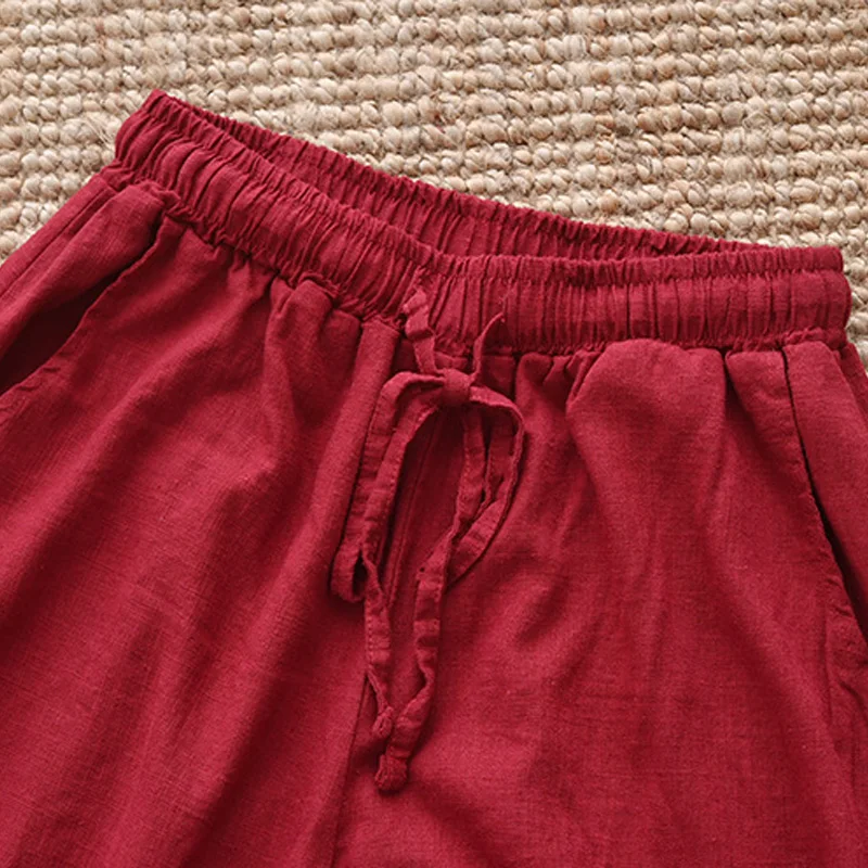 

Full Length Wide Leg Pants Casual Loose Elastic Waist Solid Color 2021 New Summer Clothes Pockets Women Pants