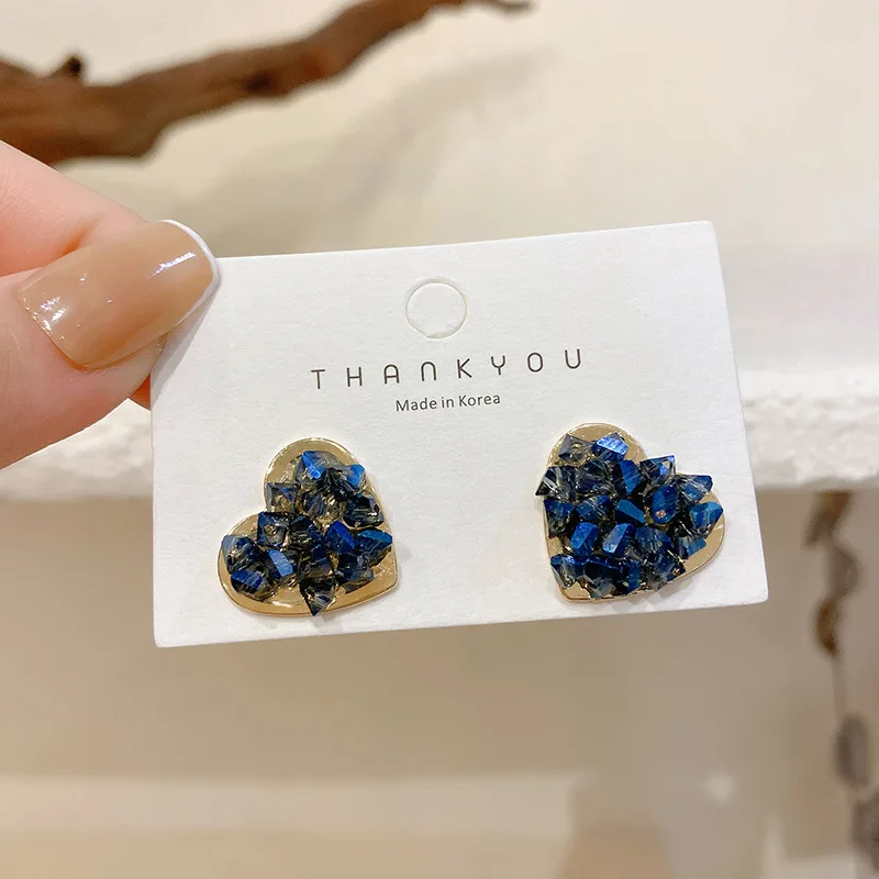 

LOVOACC Hyperbole Full Blue Color Shinning Rhinestone Love Heart Pendant Earrings for Women Ladies Alloy Earrings Accessories