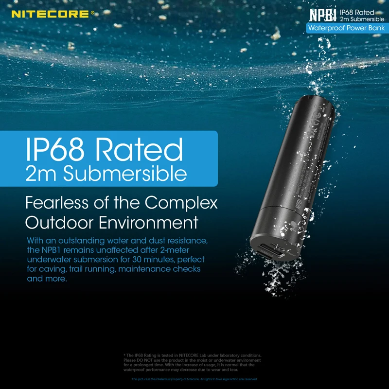 qc3 0 output nitecore npb1 5000mah ip68 rated waterproof power bank mobile charger certified by ce fcc free global shipping