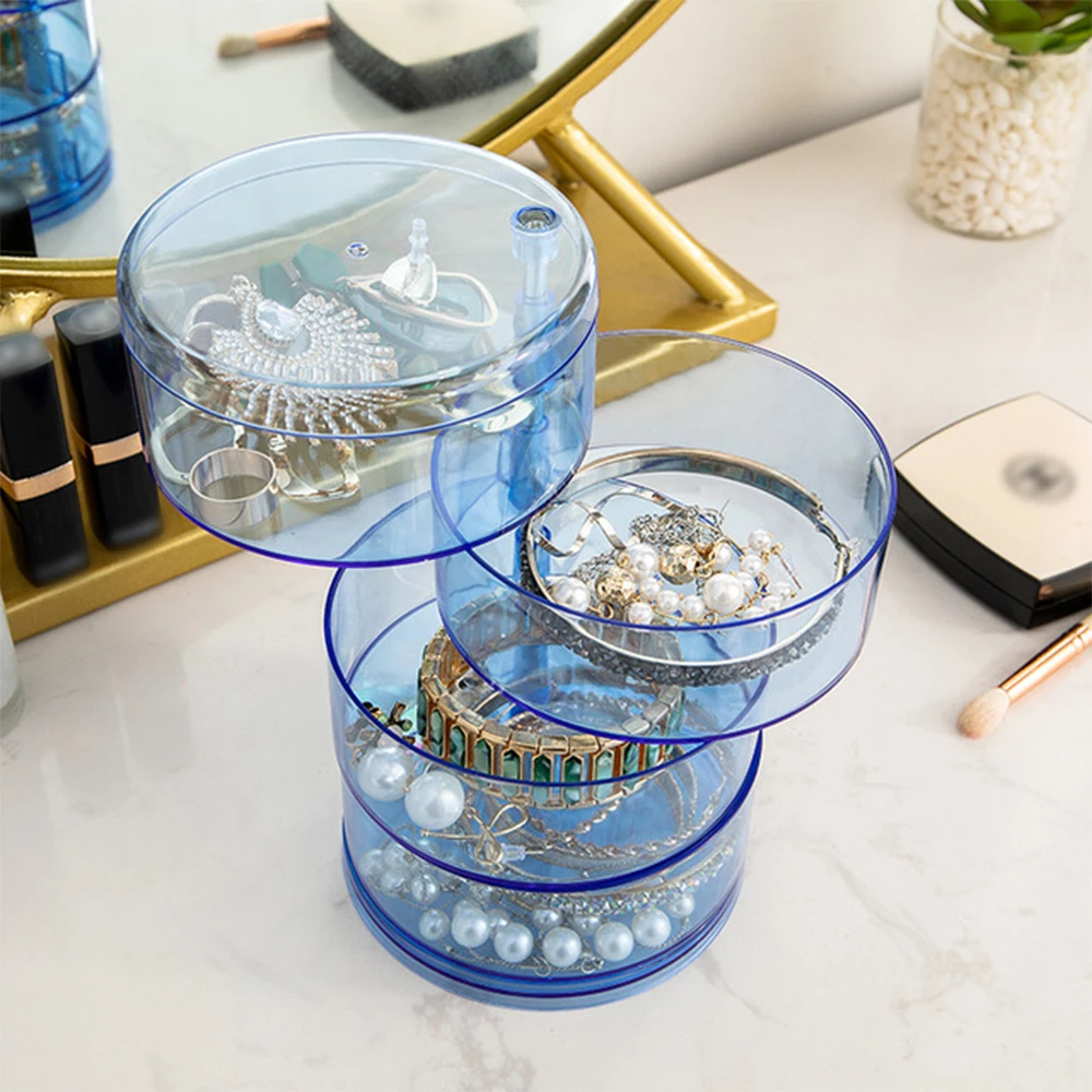

Creative 2/3/4 Layers Rotatable Jewelry Box New Fashion Jewelry Organizer Earrings Ring Storage Box Cosmetics Beauty Container