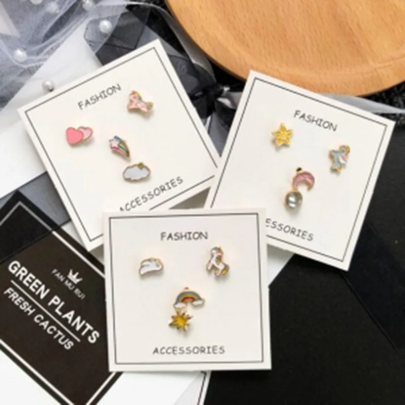 Серьги I love rainbow с единорогом маленькие серьги оптовая продажа|Серьги-гвоздики| |