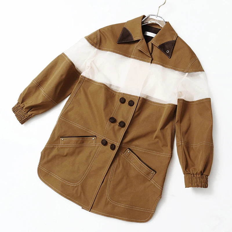 Женская Повседневная куртка TWOTWINSTYLE разноцветная Свободная с отложным