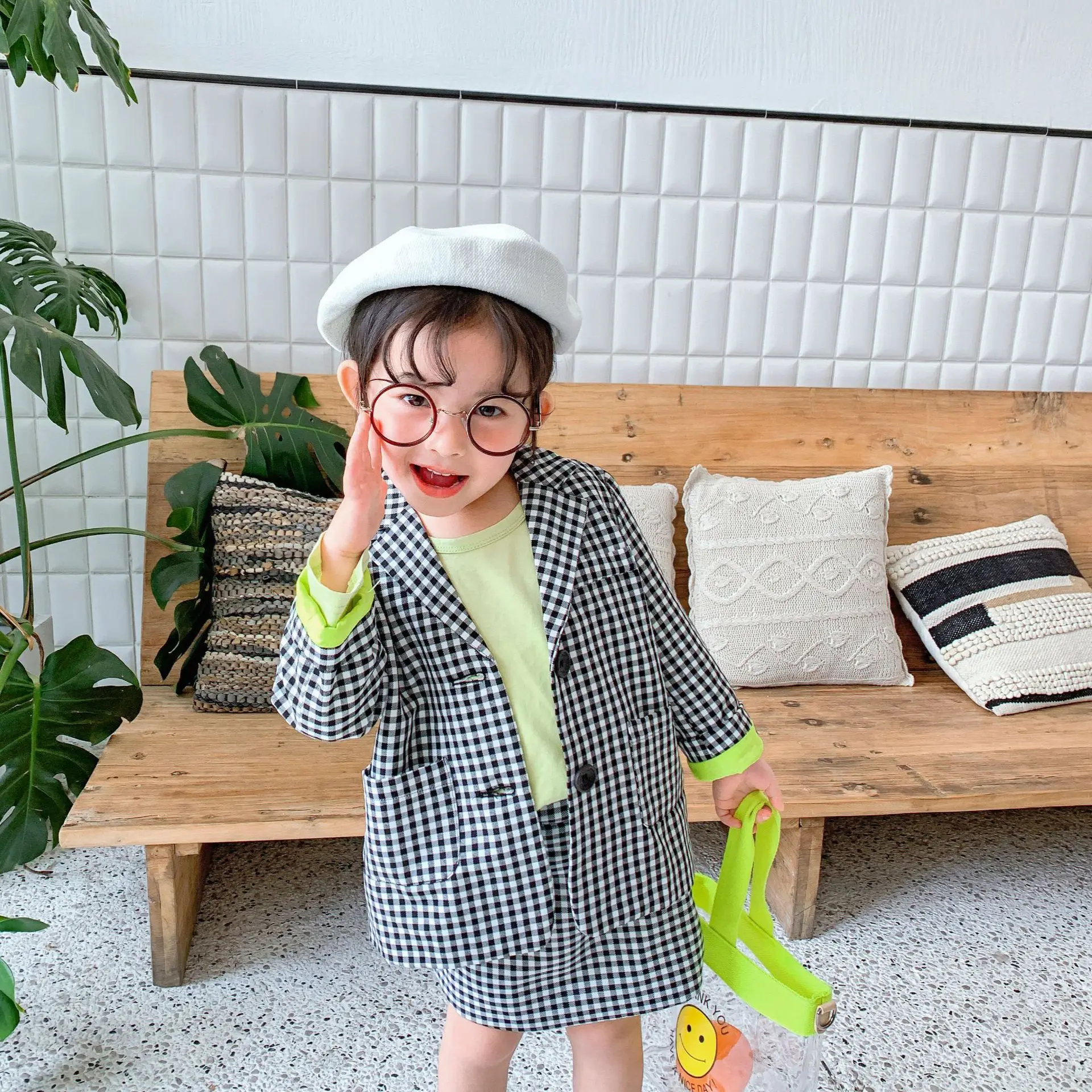 Spring boys girls fashion plaid Suits 2020 kids casual coat and pants or skirt 2pcs sets Brother sister suit | Детская одежда и