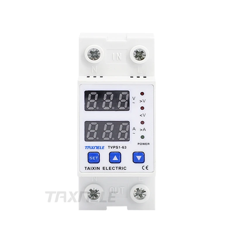 63A 230V din-рейка регулируемое перенапряжение и под напряжением защитное устройство предохранитель реле с защитой от перегрузки по току