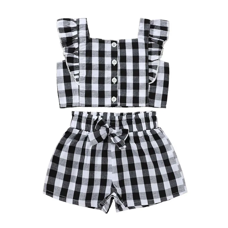 Комплект летней одежды pudcoco для маленьких девочек рубашка с оборками и рукавами