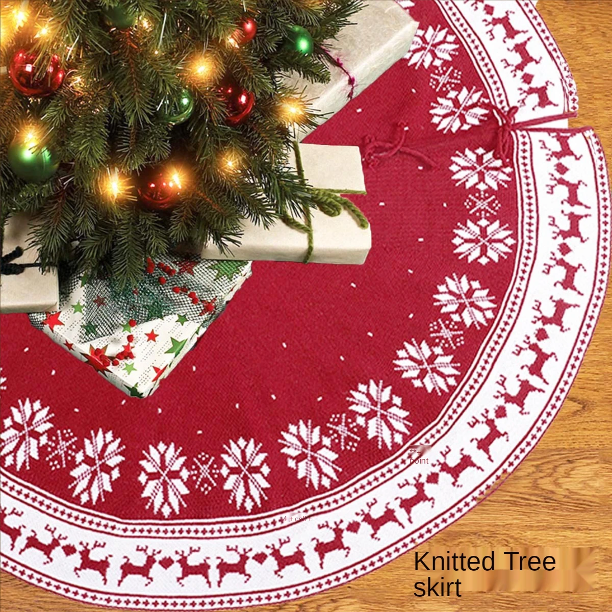 2021 New Christmas Tree Skirt Knitted Tree Skirt Apron Christmas-Tree Skirt Tree Skirt Knitted Snowflake Deer Christmas Gift