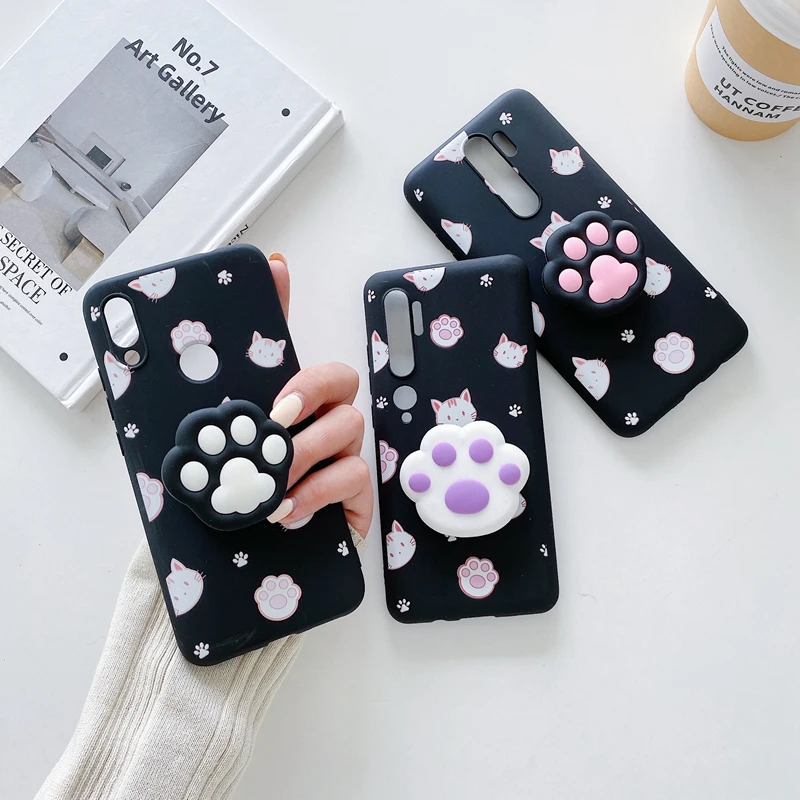 3d cute cartoon phone holder case for xiaomi mi 11 lite mi 10 pro lite 10t note 10 pro a3 a2 mi 8 mi 9 se lite 9t stand cover free global shipping