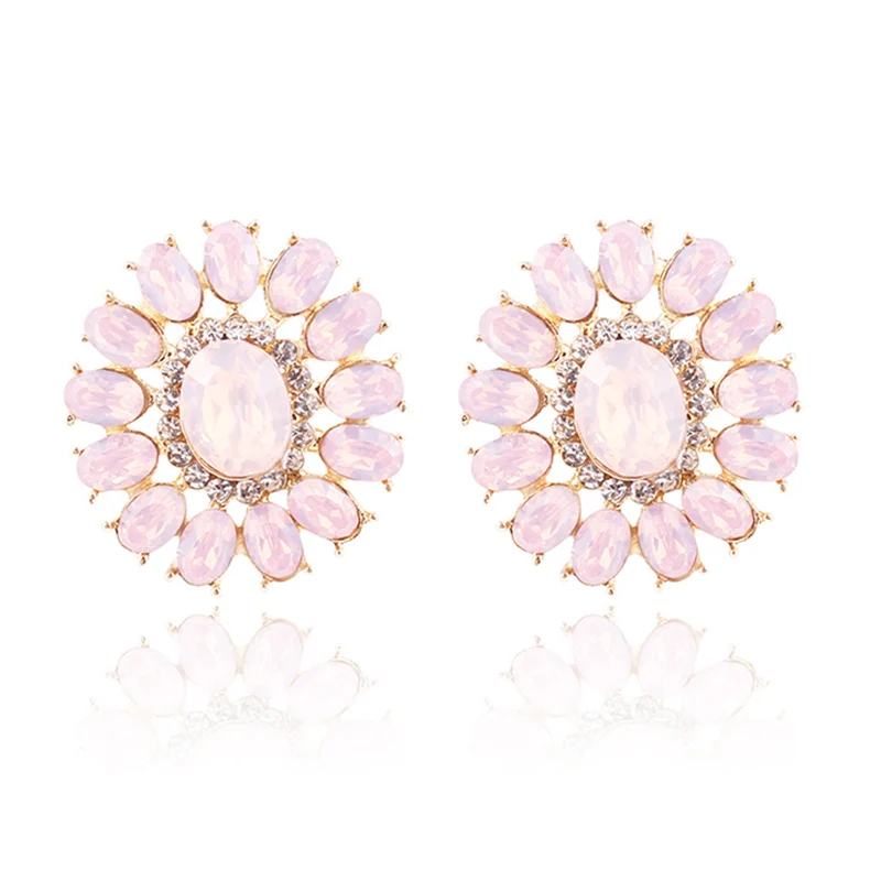 opal pink LUBOV, Кристальные стразы, серьги-гвоздики для женщин, ювелирные изделия для рождественской вечеринки, трендовые Свадебные ювелирные изделия, 4 цвета, новинка - Окраска металла: opal pink