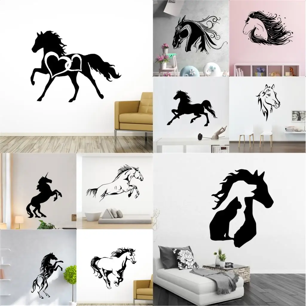 

NEW horse Waterproof Wall Stickers Wall Art Decor For living room bedroom Art Decals