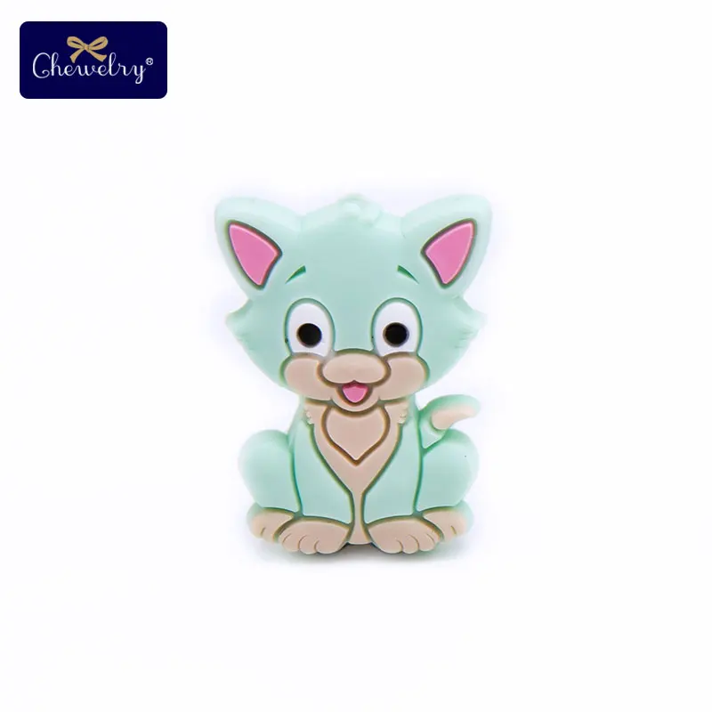 3pc Cat Mint 3 шт Силиконовые бусы для прорезывания зубов детские товары грызун животное панда детский Прорезыватель DIY для соски подвеска на цепочке-ожерелье жевательная - Цвет: 3pc Cat Mint