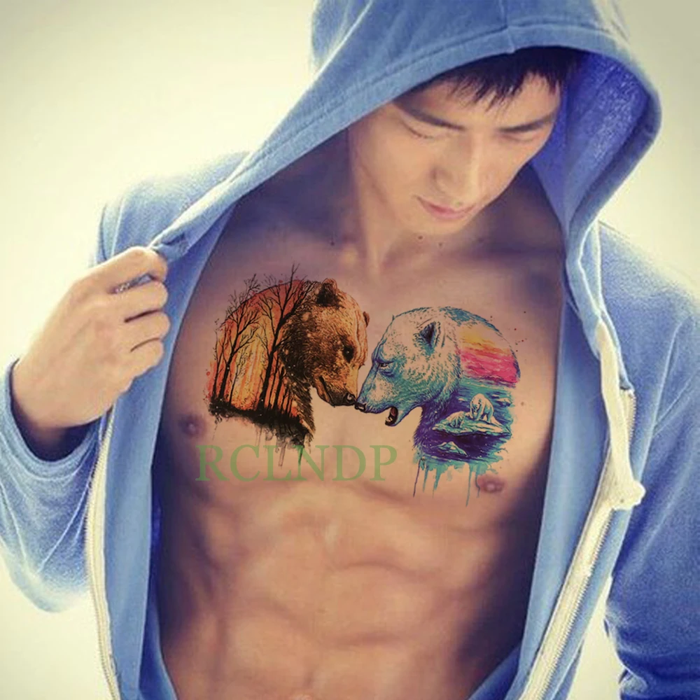 

Waterproof Temporary Tattoo Sticker Lion King Crown Animal Tatto Stickers Flash Tatoo Fake Large Tattoos for Men Women