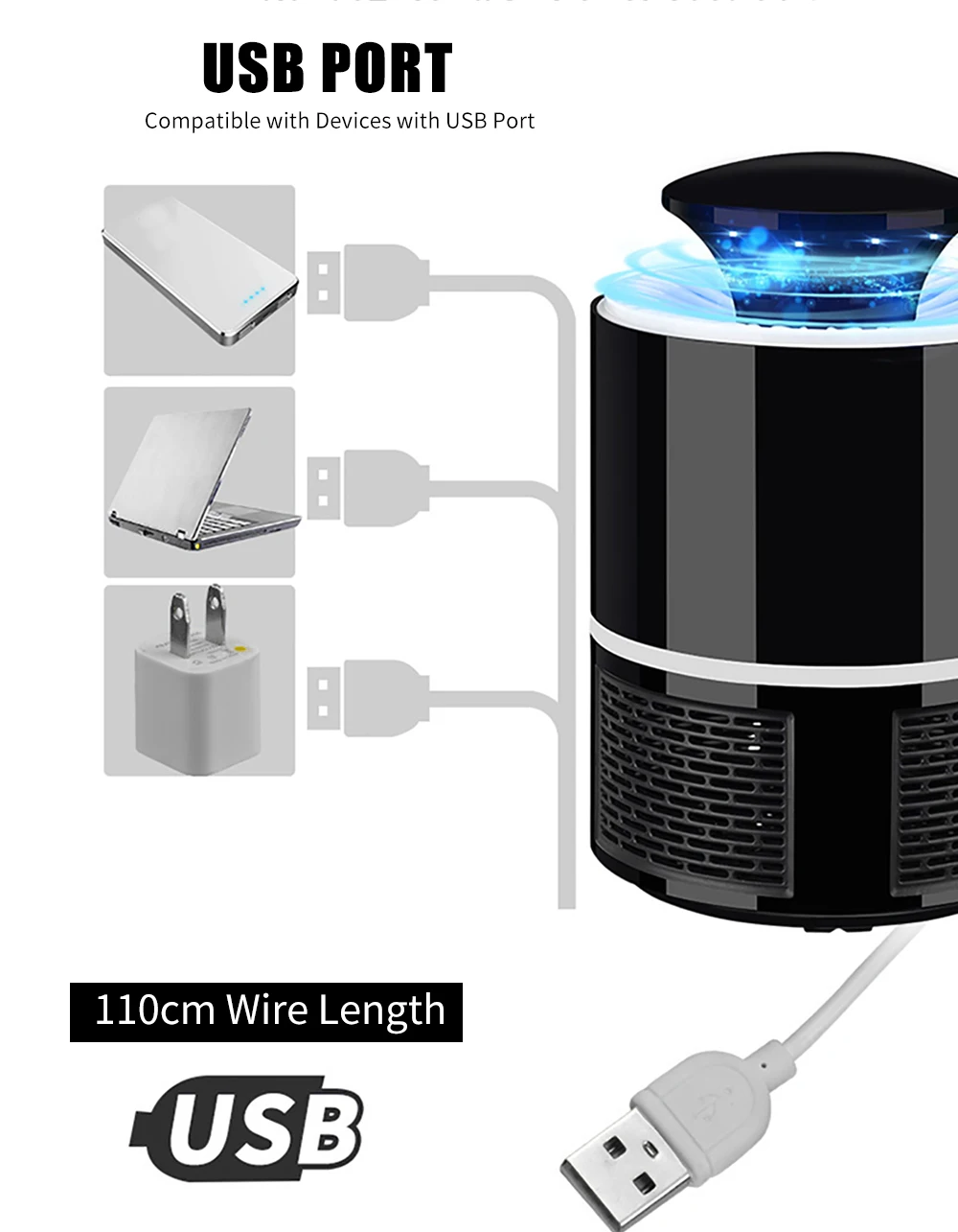 Противомоскитный инструмент Электрический Отпугиватель комаров USB УФ лампа