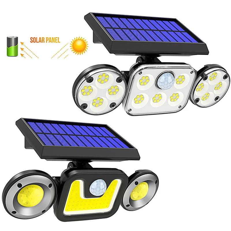 

3 Heads PIR Motion sensor LED Solar Light White color Outdoor Solar Wall Lamp Waterproof Sunlight Powered for Garden Porch