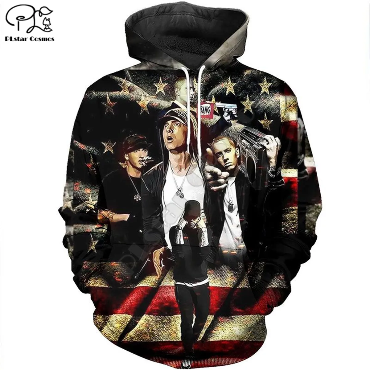 Модные толстовки с капюшоном 3D принтом для рэперов Eminem Толстовка Harajuku осенняя
