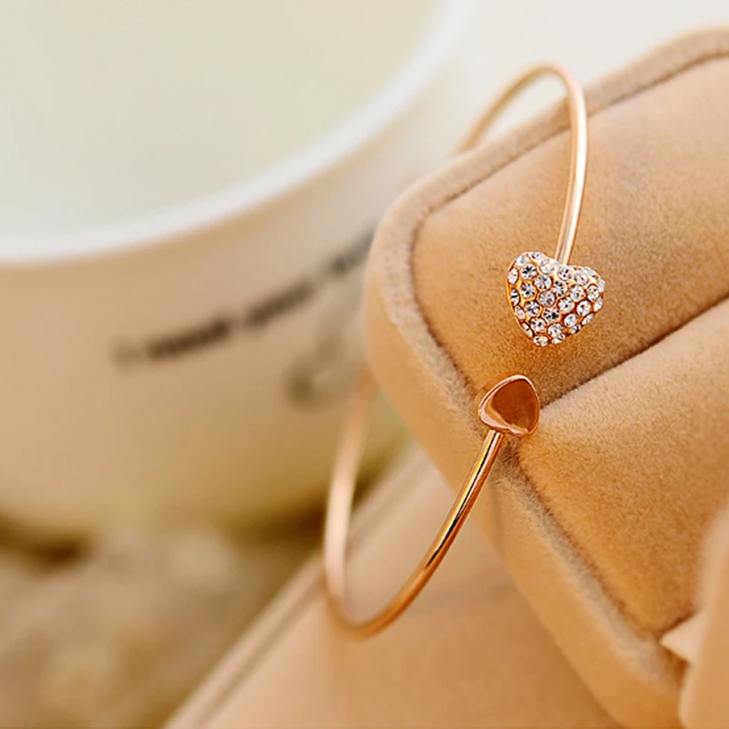 100 шт. в Канаду модный регулируемый браслет с двойным сердцем и кристаллами