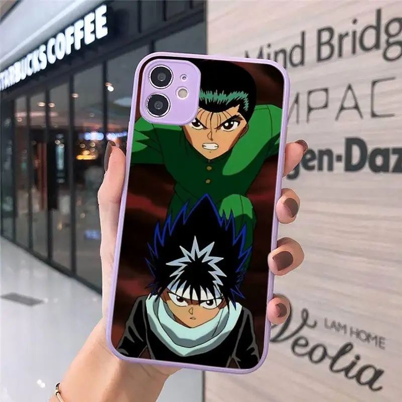 

Yu Yu Yuyu Hakusho anime Phone Case For iPhone 12 11 Mini Pro XR XS Max 7 8 Plus X Matte transparent Purple Back Cover