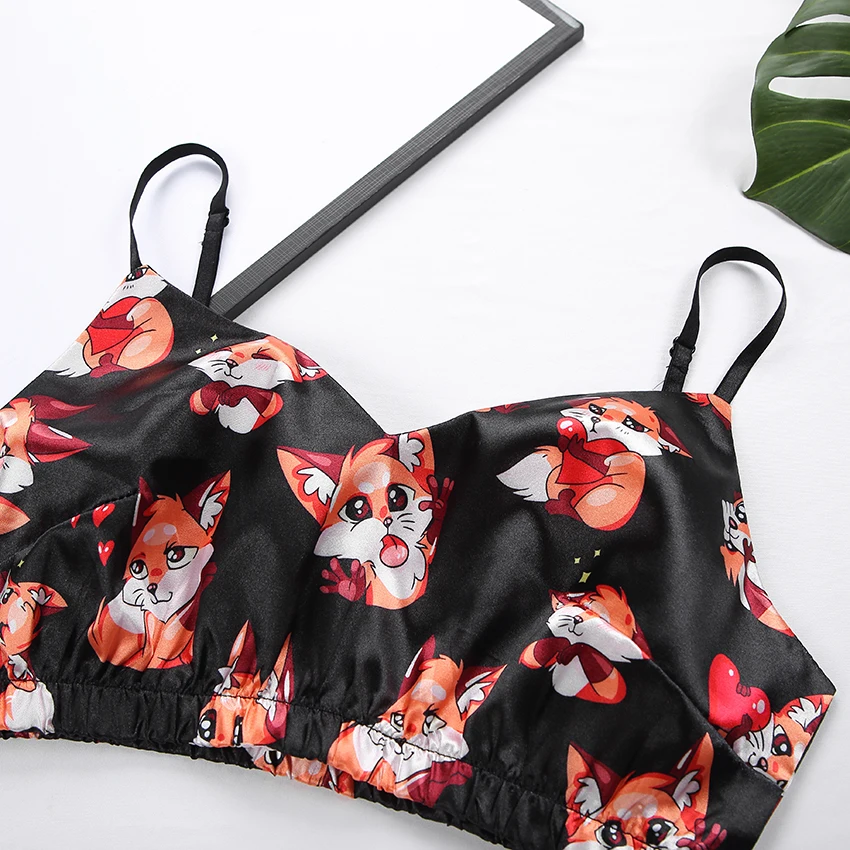 Пижама женская с принтом HiLoc атласная пижама V-образным вырезом домашний костюм