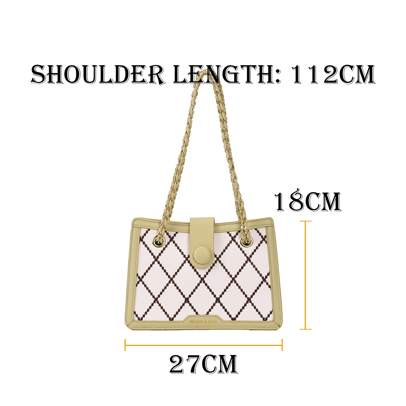 

2021 Summer Plaid Women Shoulder Bag Underarm Panelled Large Capacity Metal Chain Hasp Zipper Embroidery Female Bag WB4067