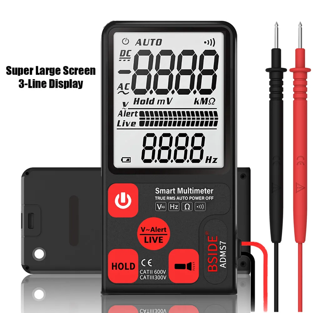 

ADMS7 Handheld Digital Multimeter Tester Smart Display Dangerous LCD Voltmeter Measuring AC/DC Voltage Indicator Electric Tools