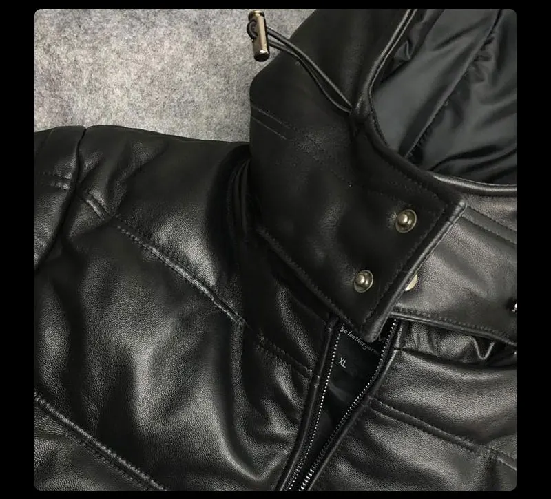 Novmoop модная зимняя Толстая куртка со съемным утиным пухом, мужская куртка из натуральной кожи, куртка-куртка zimowa plaszcz LT2832