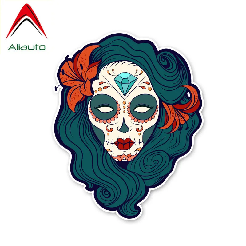 Aliauto модная наклейка на автомобиль цветок аксессуары в форме черепа виниловая