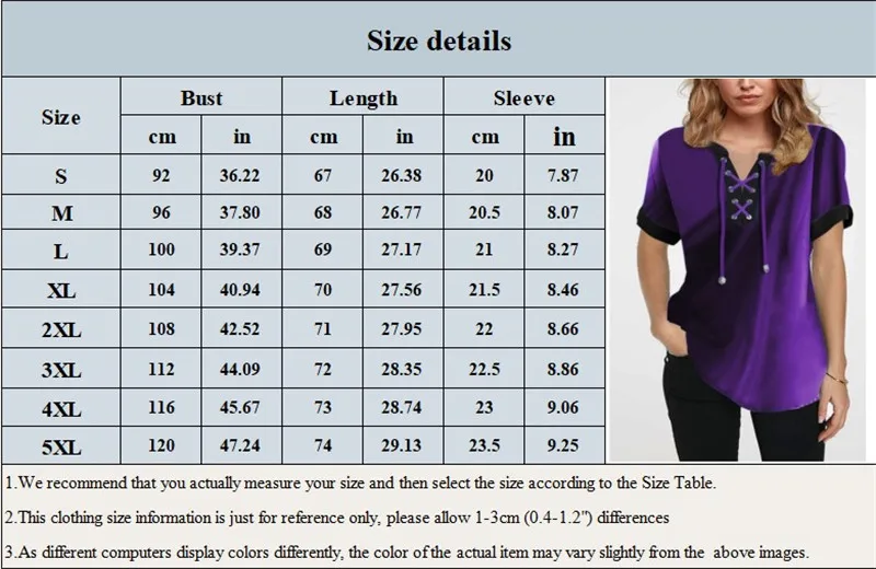 

Gradient Print Fashion Women T-Shirts V-Neck Drawstring High Street Tee Lady Short Sleeve Blue Tops Summer Casual Female T-Shirt