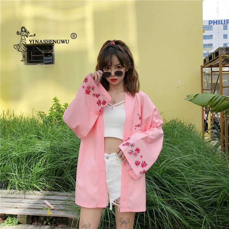 Yukata женский японский кимоно кардиган с принтом кота с длинным рукавом рубашка повседневные кимоно Femme азиатские Кимоно костюмы косплей Kawaii