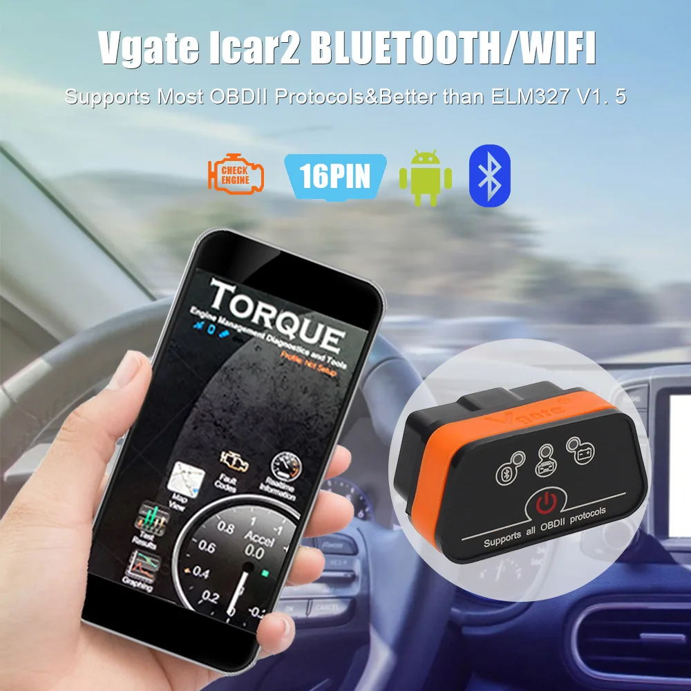 Автомобильный сканер OBD2 Vgate Icar2 ELM327 V2.1 диагностические инструменты считыватель